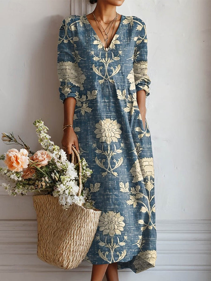 Estella | Women's Floral V-Neck Midi Dress