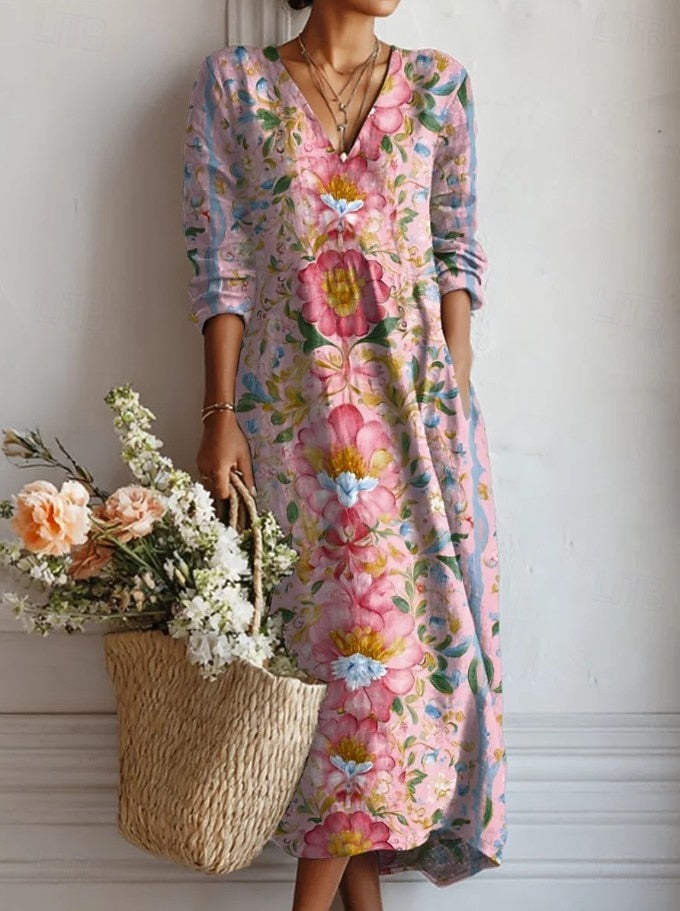 Estella | Women's Floral V-Neck Midi Dress