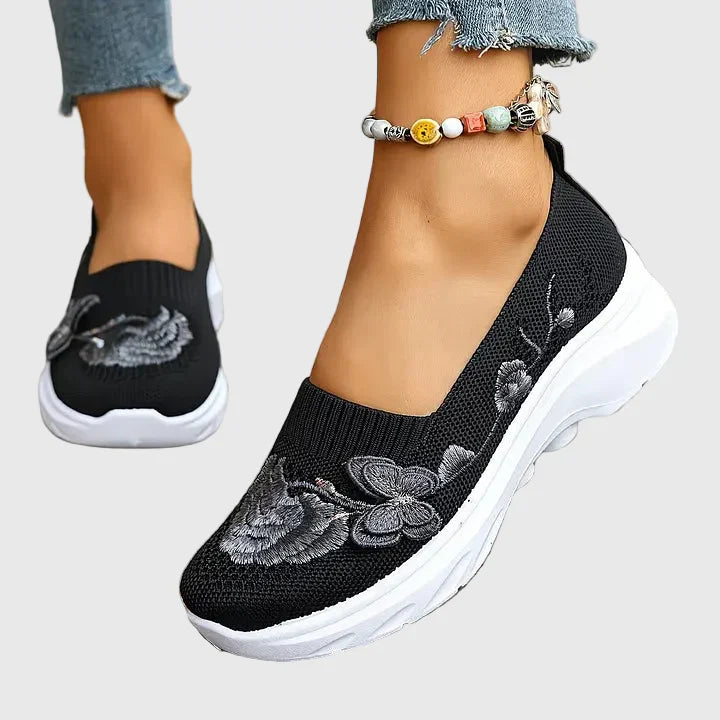 Eulalia | Women's Butterfly Embroidered Slip On Sneakers