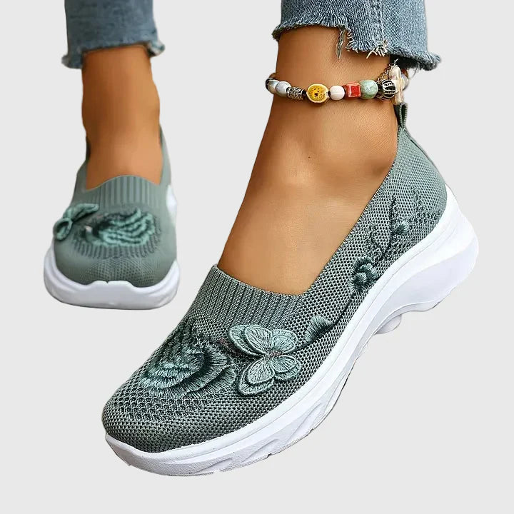 Eulalia | Women's Butterfly Embroidered Slip On Sneakers