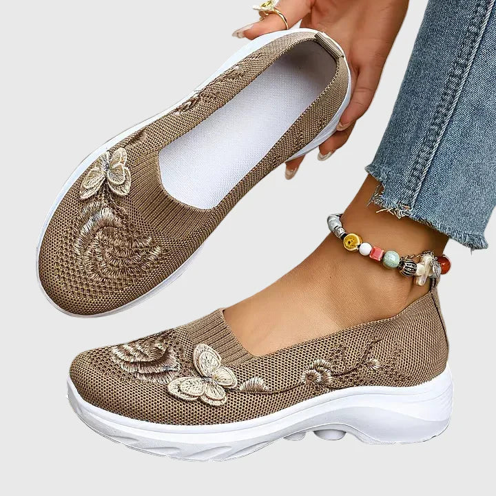 Eulalia | Women's Butterfly Embroidered Slip On Sneakers
