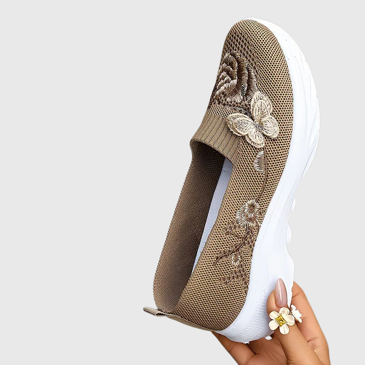 Eulalia | Women's Butterfly Embroidered Slip On Sneakers