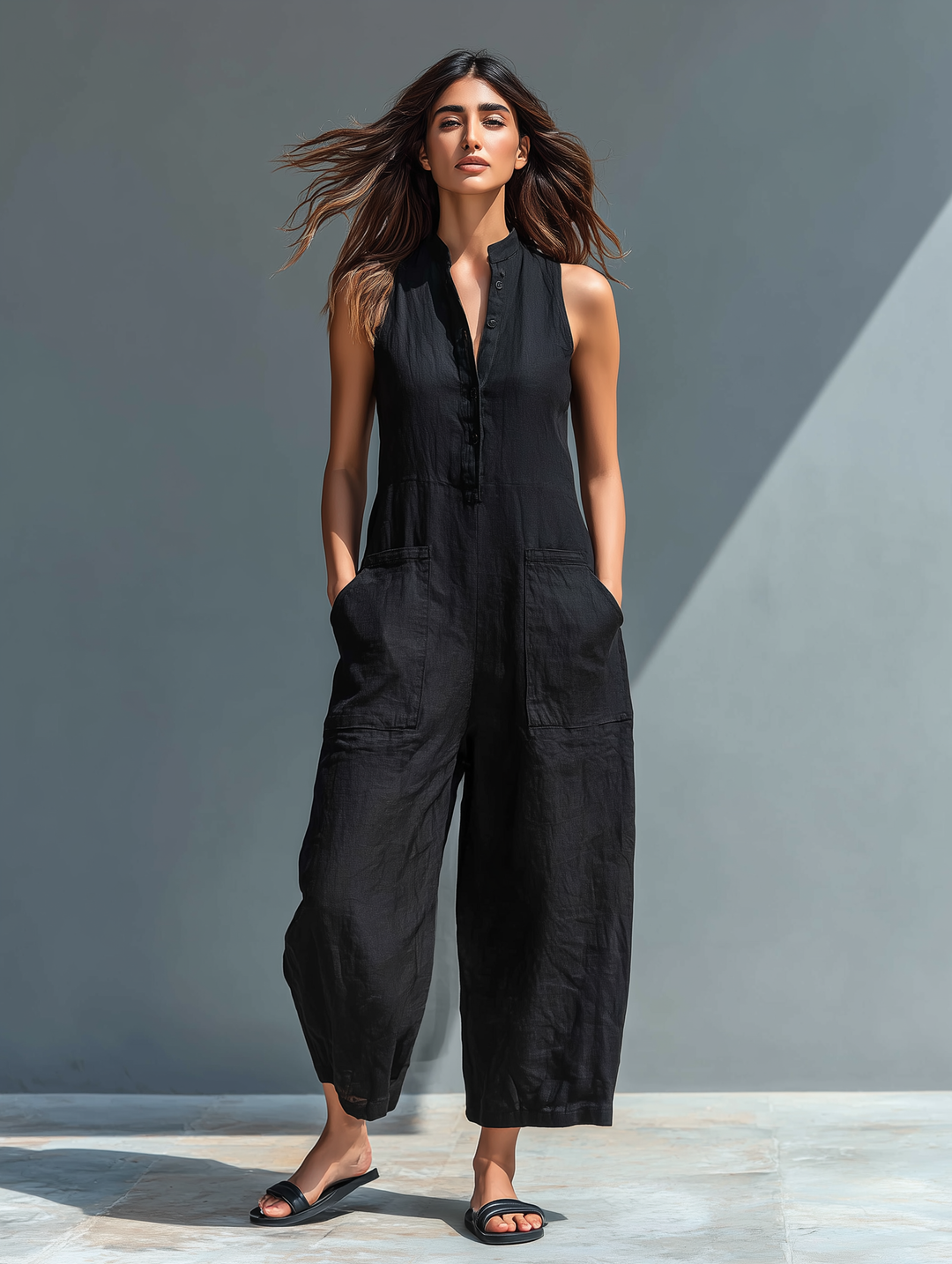 Evangelia | Women's Sleeveless Wide Leg Jumpsuit