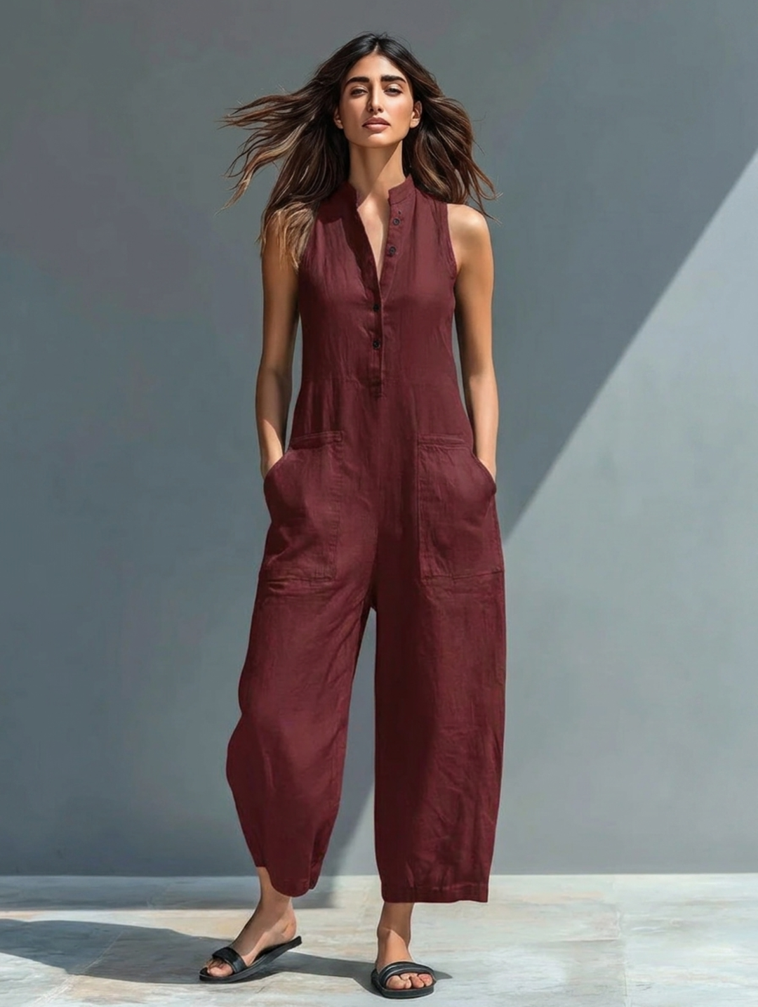 Evangelia | Women's Sleeveless Wide Leg Jumpsuit