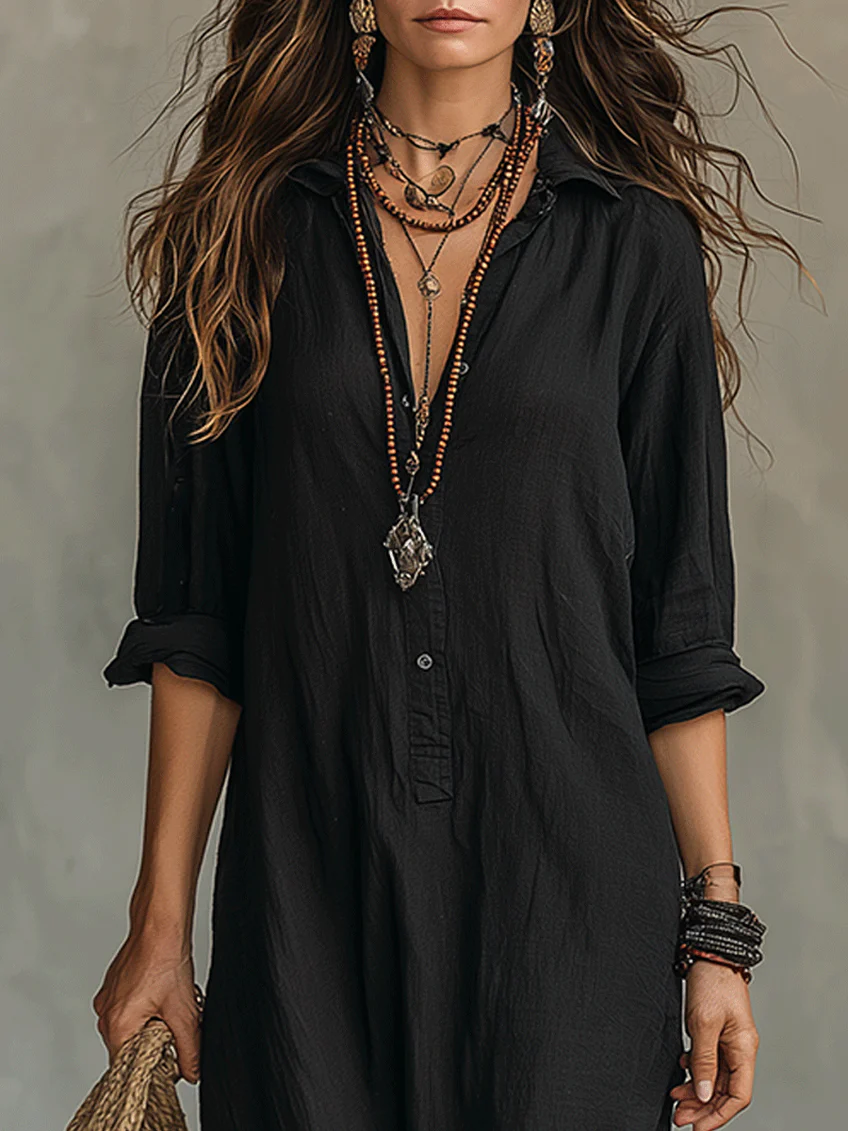 Evangelyn | Women's Button Down V-Neck Maxi Dress