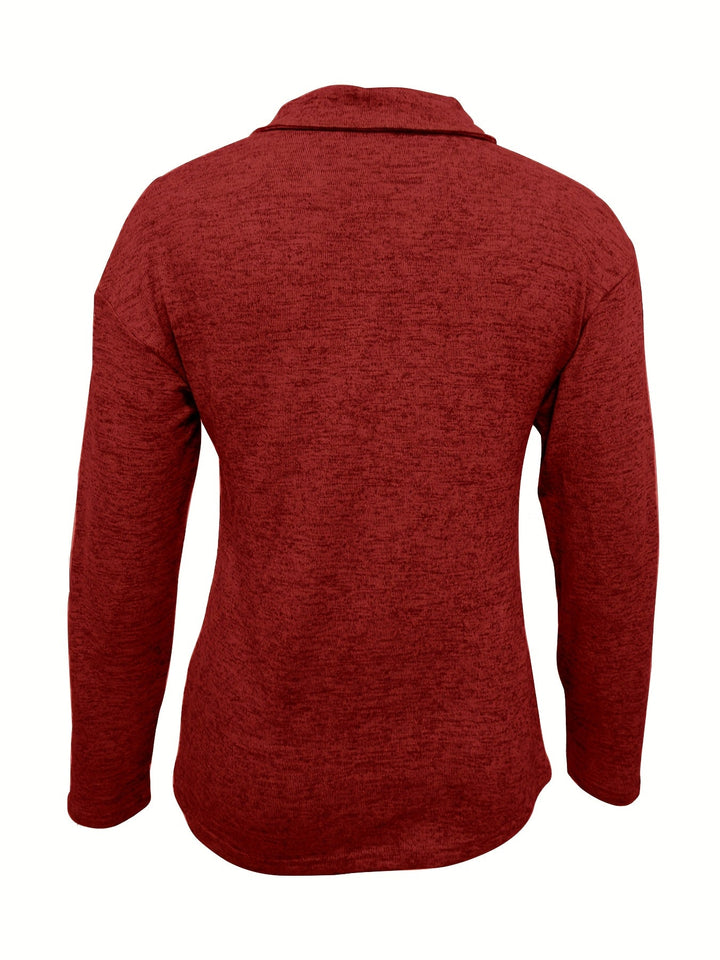 Casey | Women's Half Zip Collar Long Sleeve Knit Pullover Top