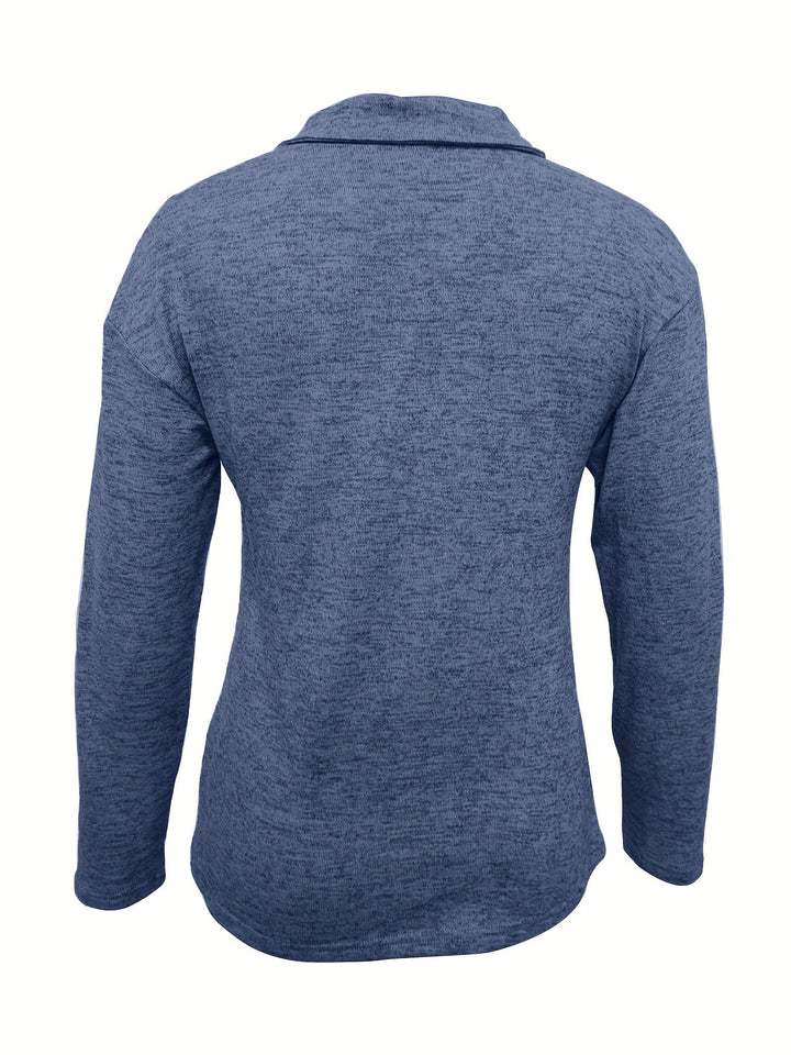 Casey | Women's Half Zip Collar Long Sleeve Knit Pullover Top