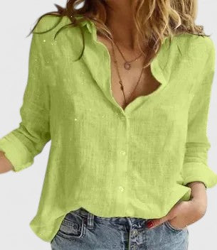 Hazel | Women's Linen Button Down Shirt Relaxed Fit Collar