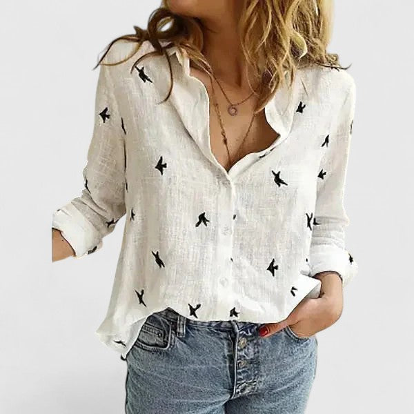 Hazel | Women's Linen Button Down Shirt Relaxed Fit Collar