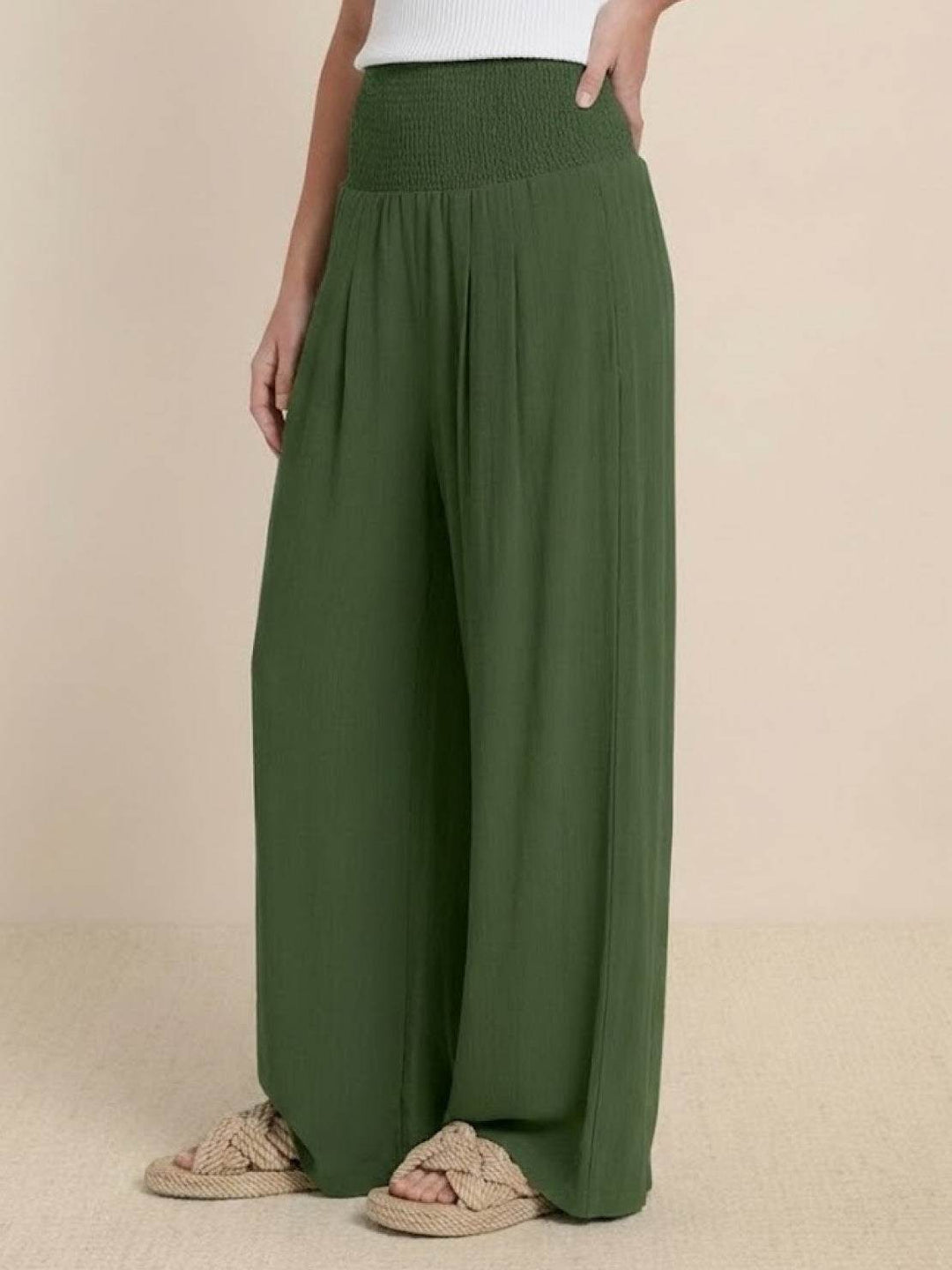 Petra | Women's Wide Leg Pants High Waist Smocked Palazzo Trousers