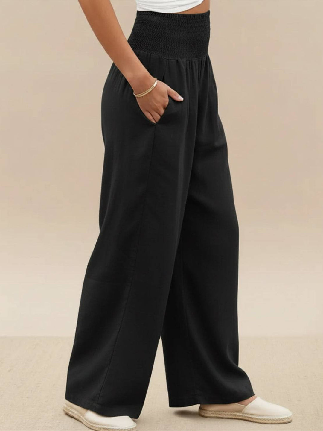 Petra | Women's Wide Leg Pants High Waist Smocked Palazzo Trousers