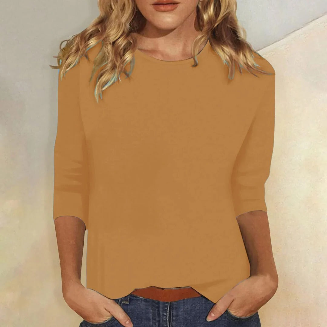 Sophie | Women's Round Neck 3/4 Sleeve Casual Top Plain