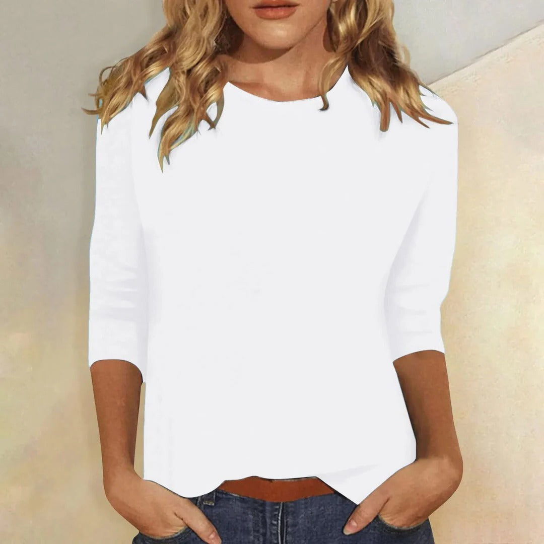 Sophie | Women's Round Neck 3/4 Sleeve Casual Top Plain