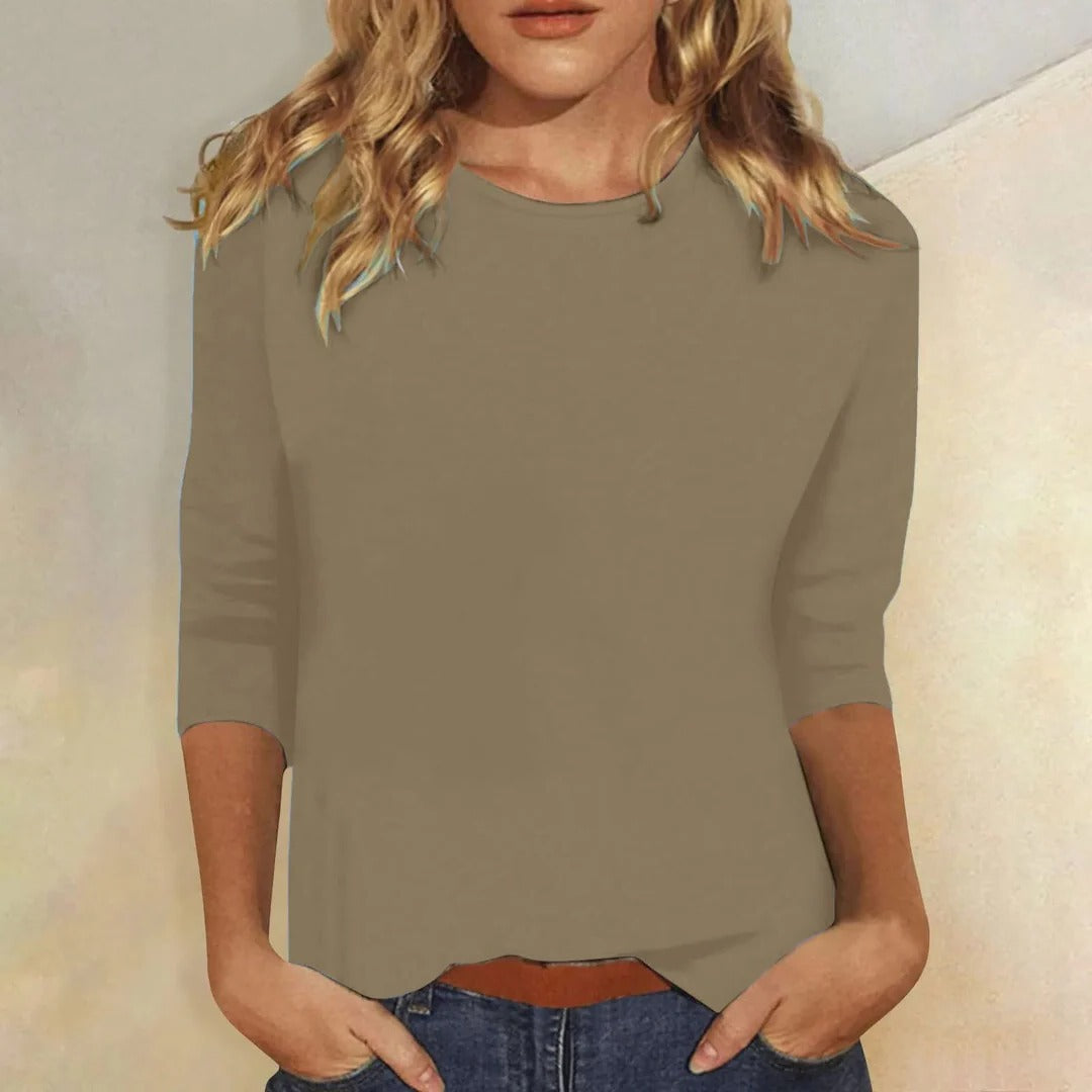 Sophie | Women's Round Neck 3/4 Sleeve Casual Top Plain