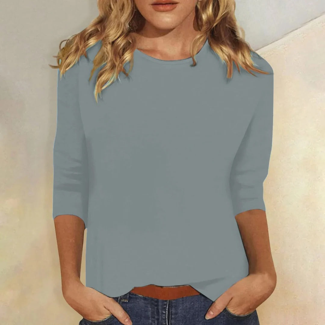 Sophie | Women's Round Neck 3/4 Sleeve Casual Top Plain