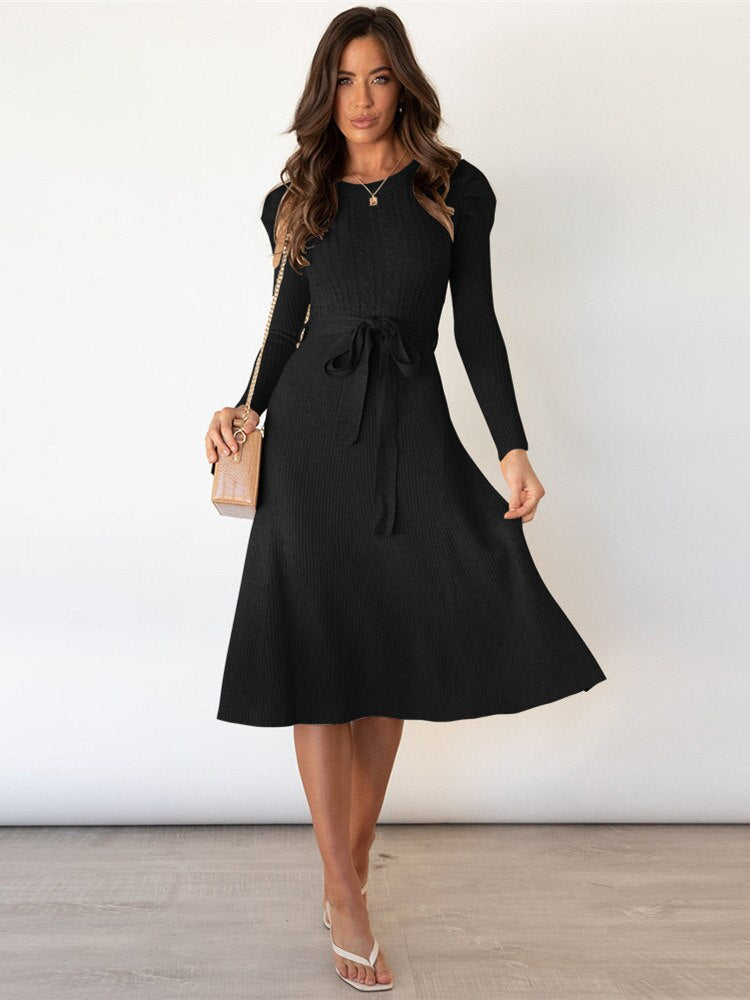 Imogen | Women's Long Sleeve Belted Midi Dress