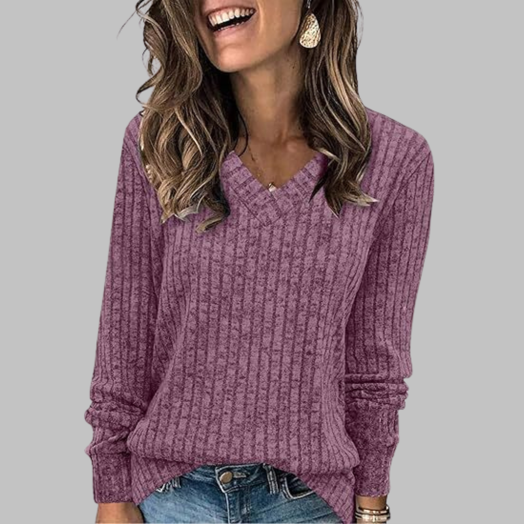 Indira | Women's V-Neck Long Sleeve Sweater