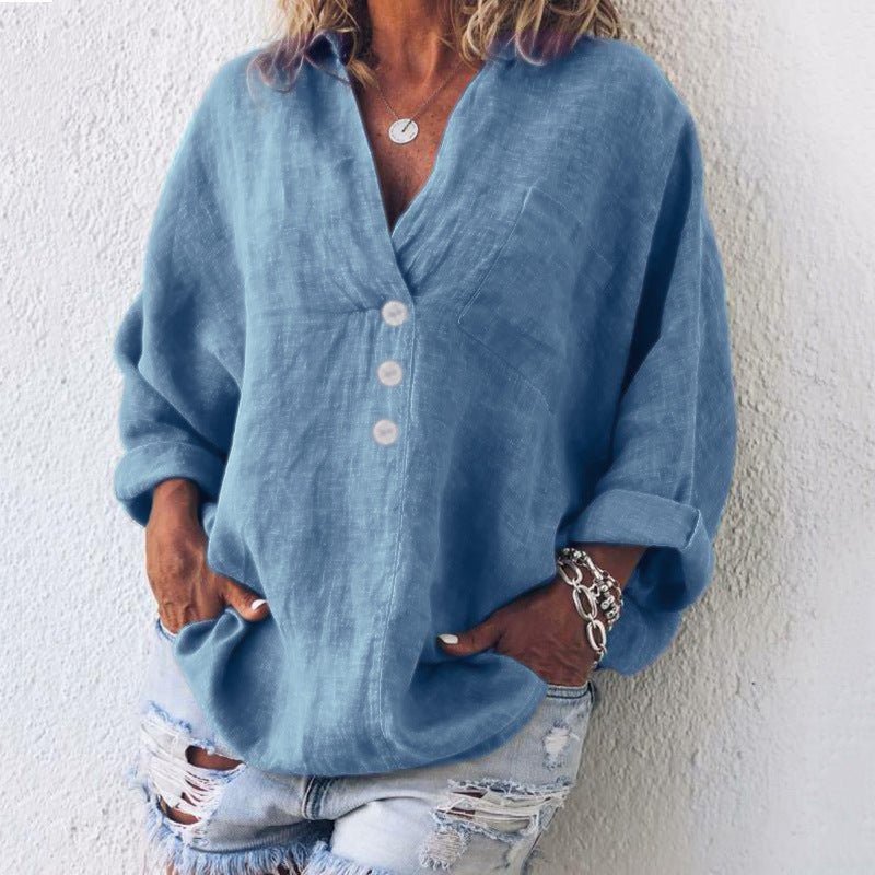 Jasmine | Women's V-Neck Button Down Blouse