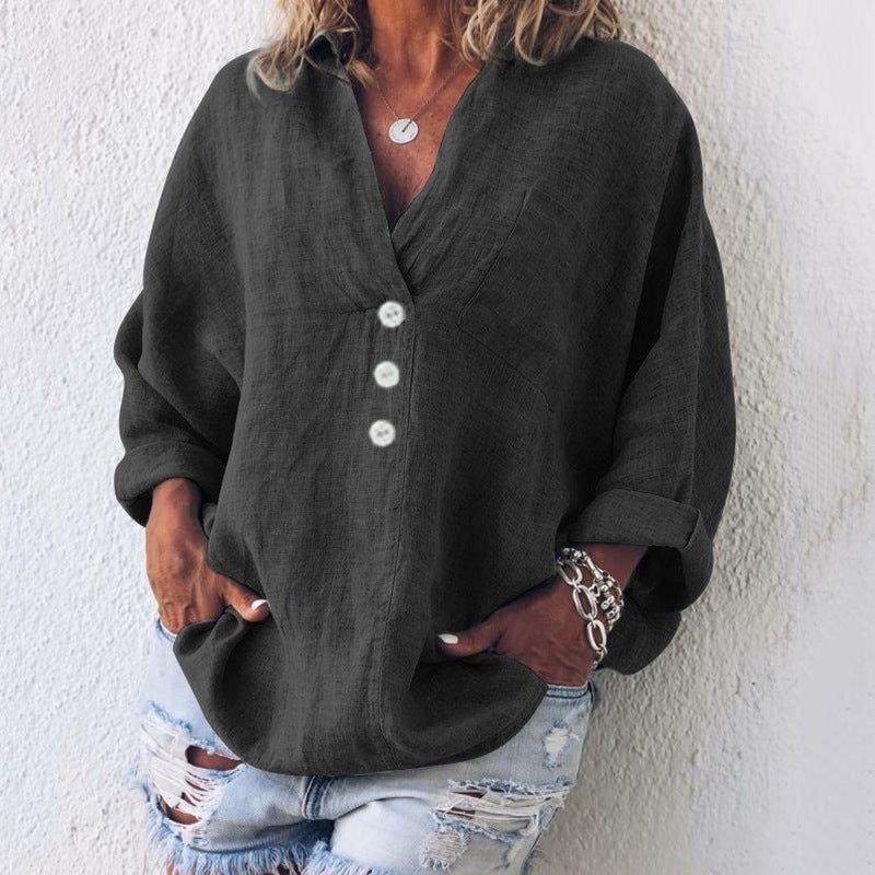 Jasmine | Women's V-Neck Button Down Blouse