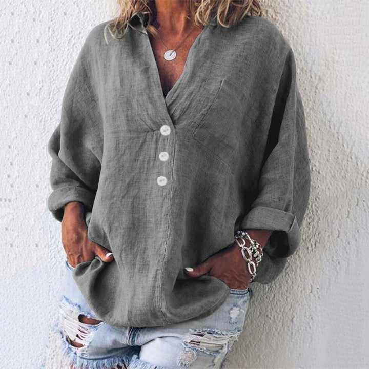 Jasmine | Women's V-Neck Button Down Blouse