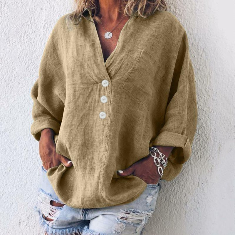 Jasmine | Women's V-Neck Button Down Blouse