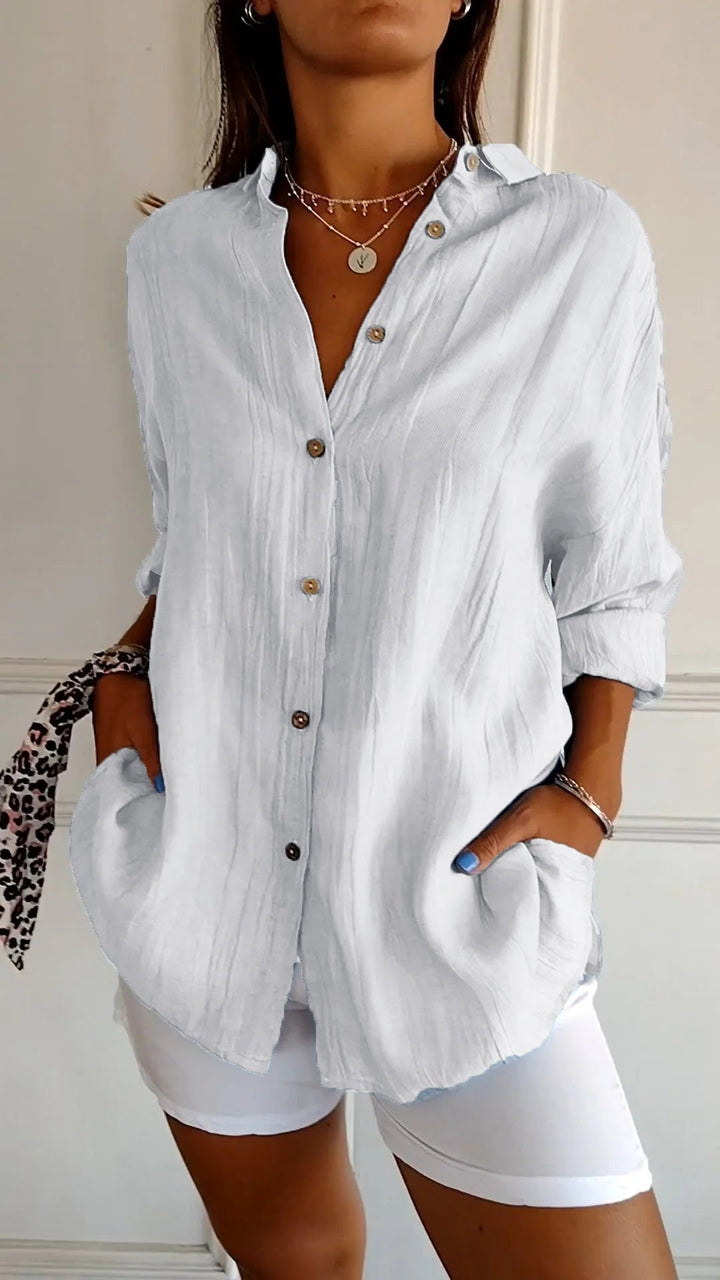 Reese | Women's Linen Button-Up Shirt Relaxed Fit Long Sleeve