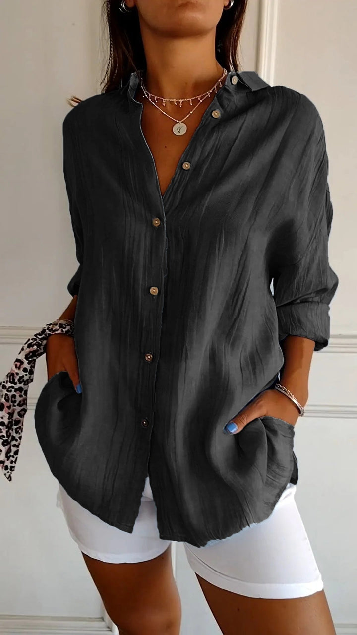 Reese | Women's Linen Button-Up Shirt Relaxed Fit Long Sleeve