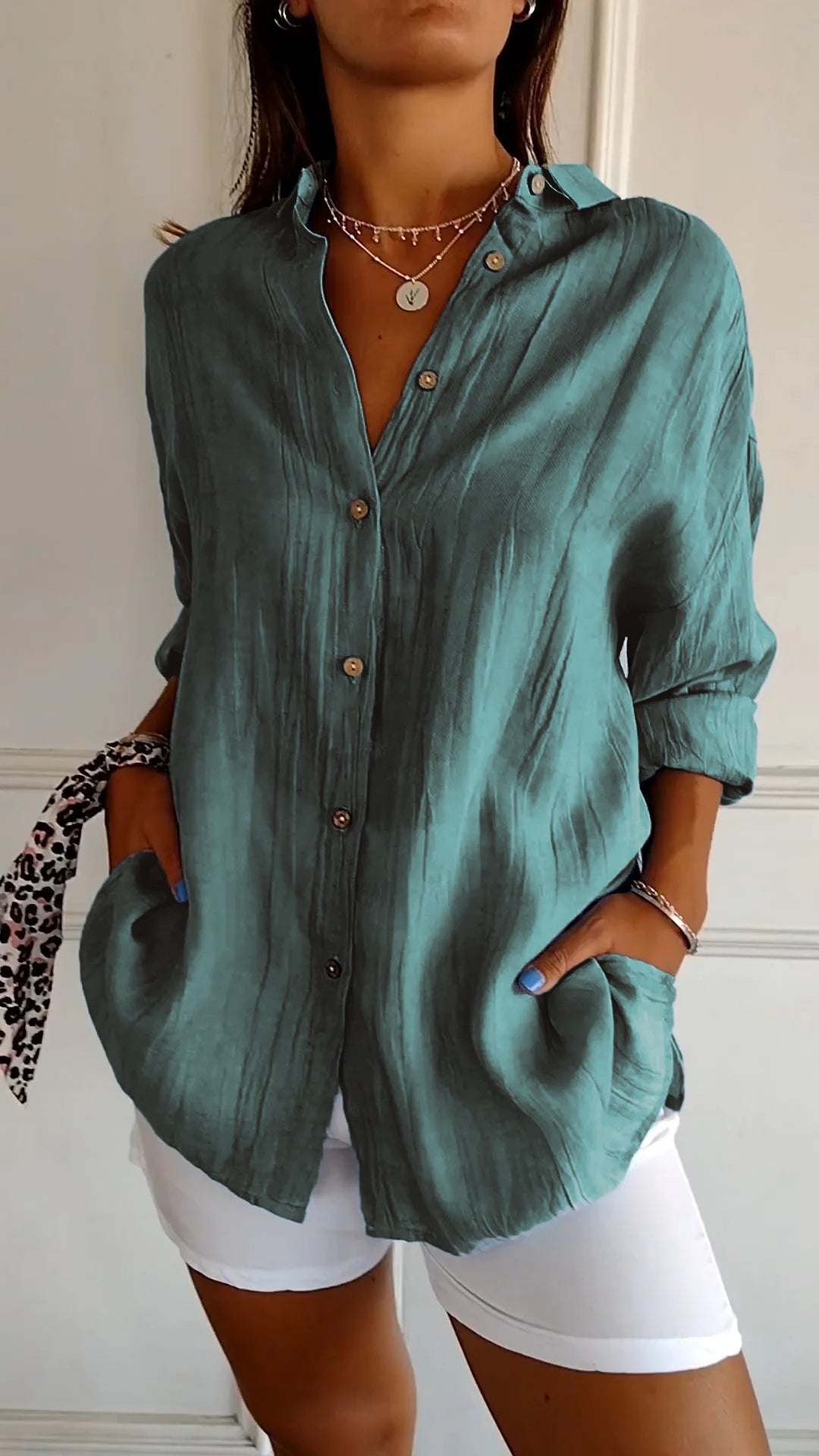 Reese | Women's Linen Button-Up Shirt Relaxed Fit Long Sleeve