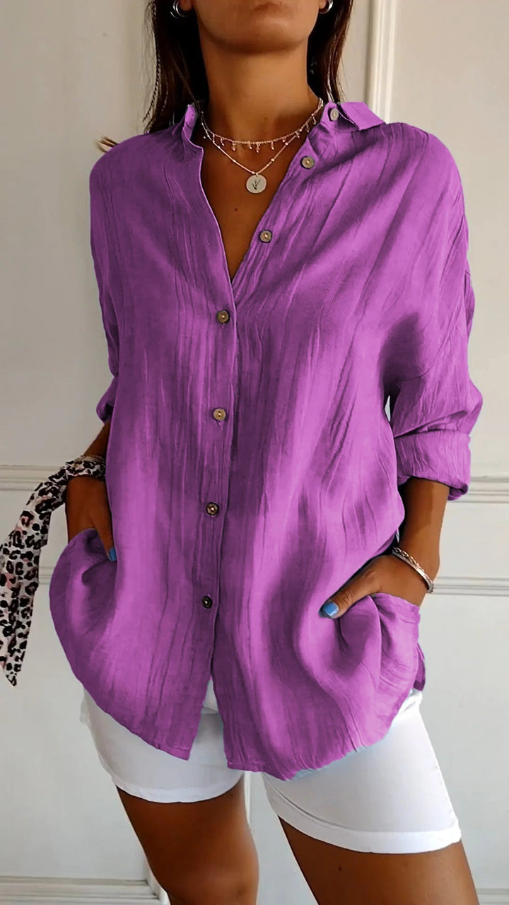 Reese | Women's Linen Button-Up Shirt Relaxed Fit Long Sleeve