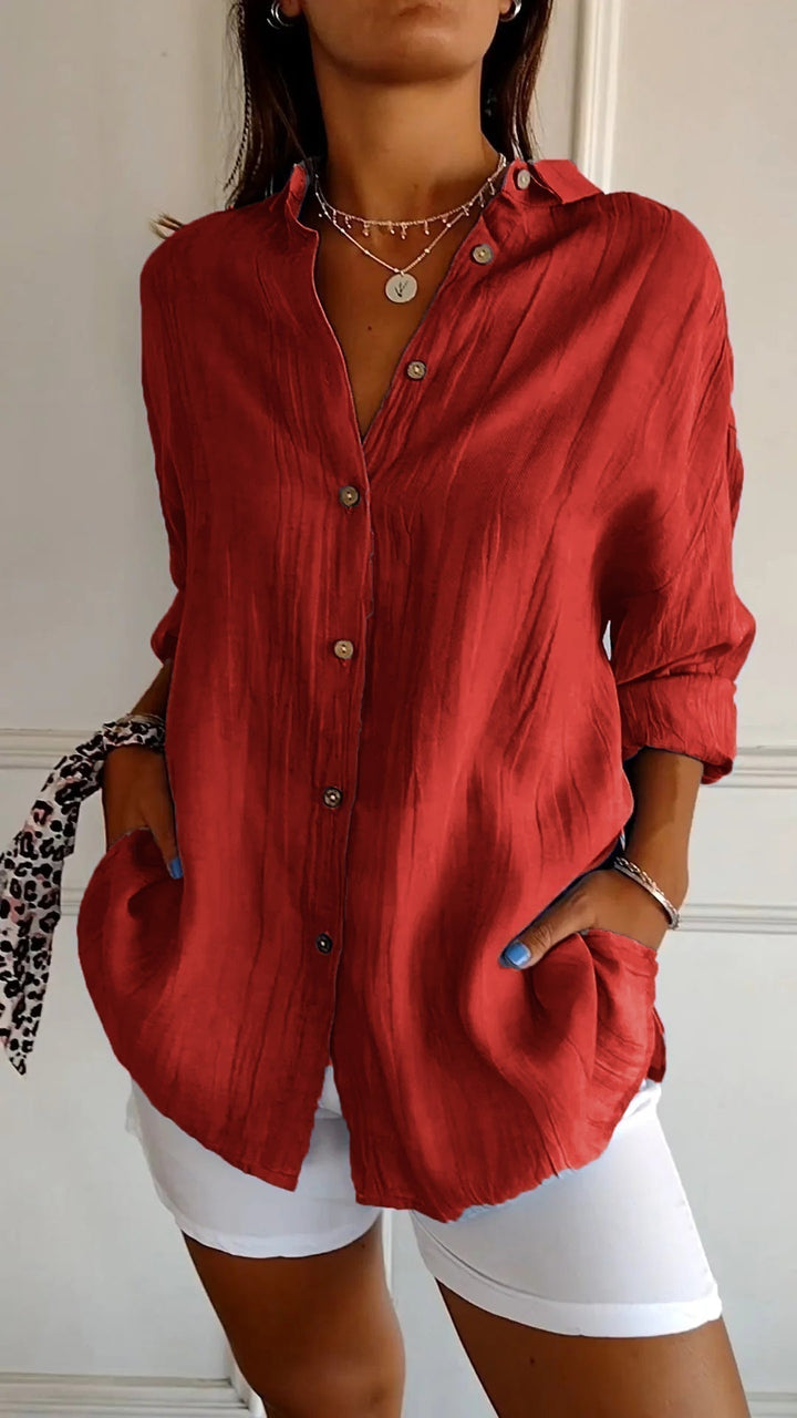 Reese | Women's Linen Button-Up Shirt Relaxed Fit Long Sleeve