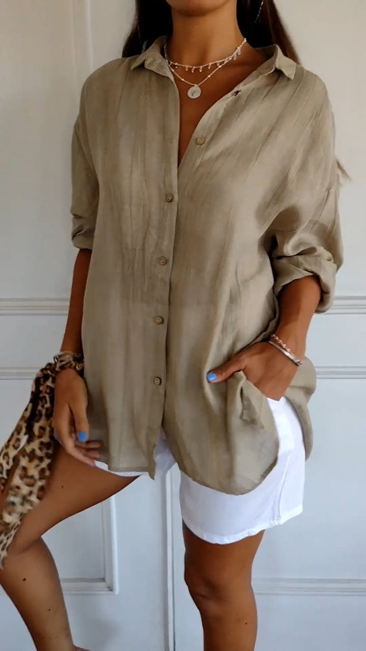 Reese | Women's Linen Button-Up Shirt Relaxed Fit Long Sleeve