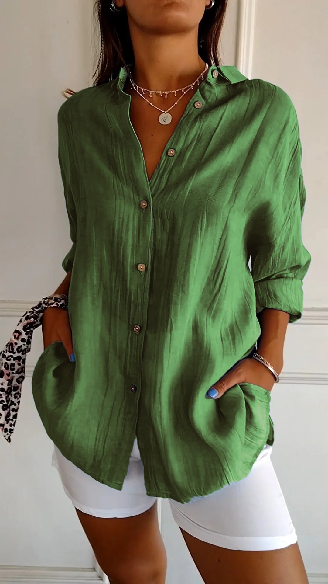 Reese | Women's Linen Button-Up Shirt Relaxed Fit Long Sleeve