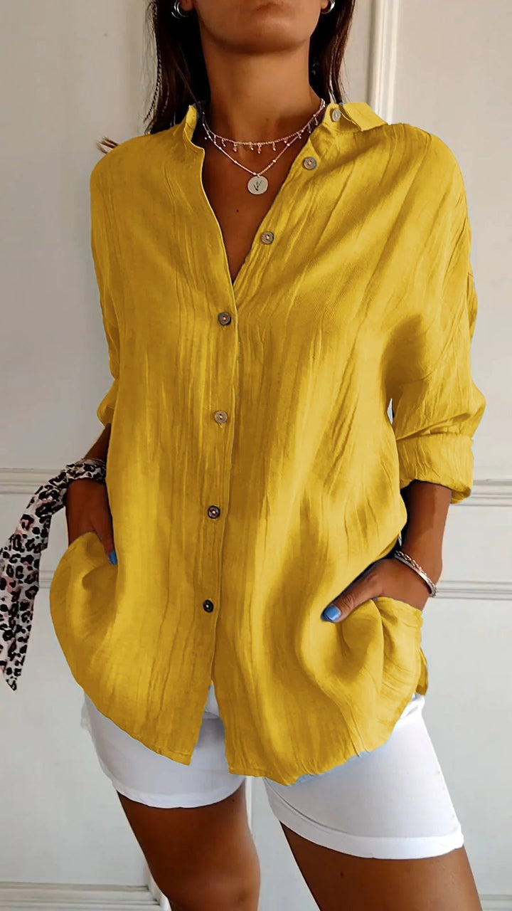 Reese | Women's Linen Button-Up Shirt Relaxed Fit Long Sleeve
