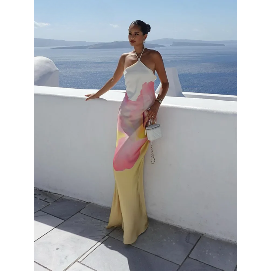 Leocadia | Women's Floral One Shoulder Maxi Dress