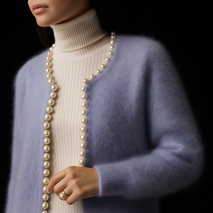 Lyra | Women's Open Front Pearl Trim Cardigan