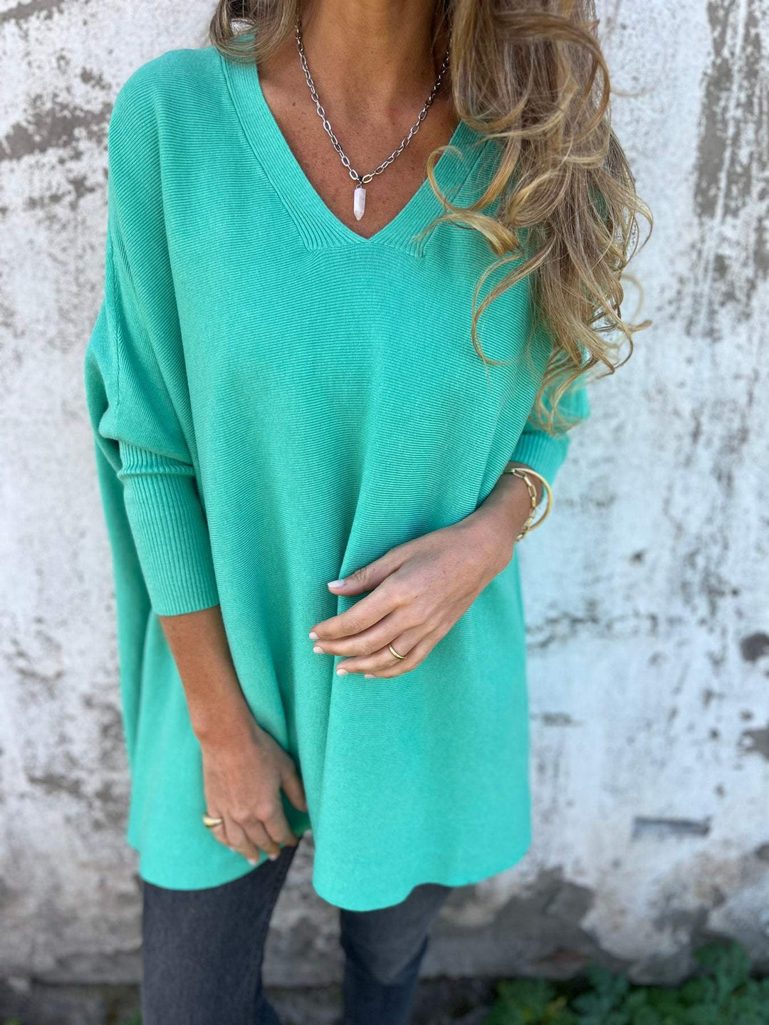 Maeve | Women's Oversized V-Neck Long Sleeve Top