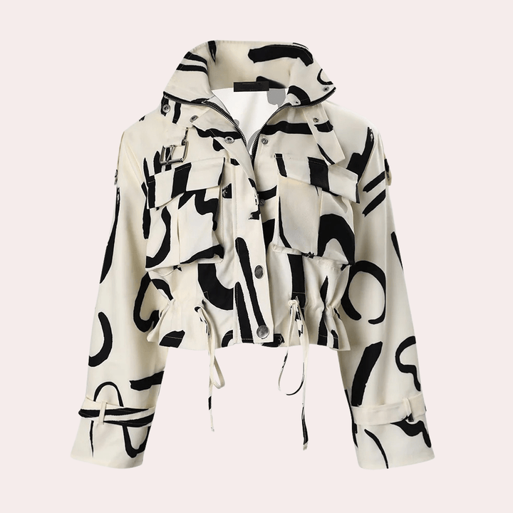 Marlowe | Women's Abstract Print Cropped Jacket
