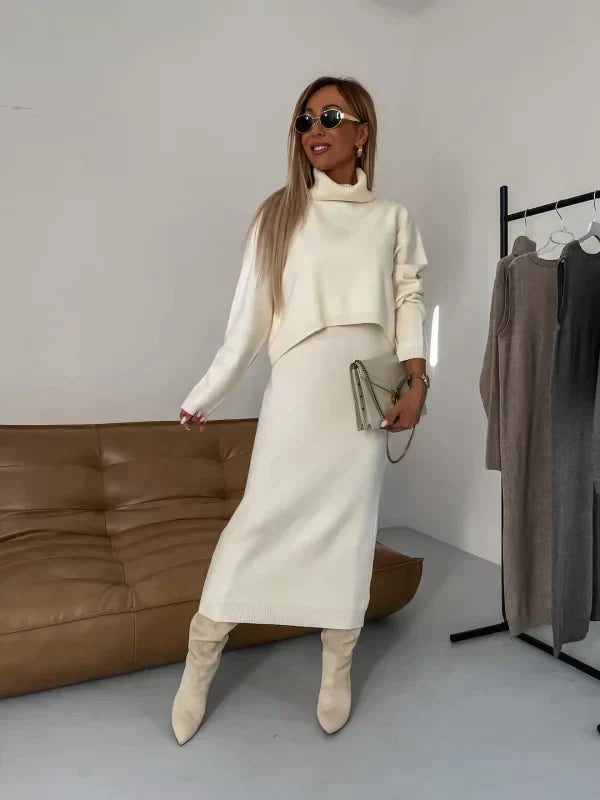 Meadow | Women's Turtleneck Long Sleeve Midi Dress