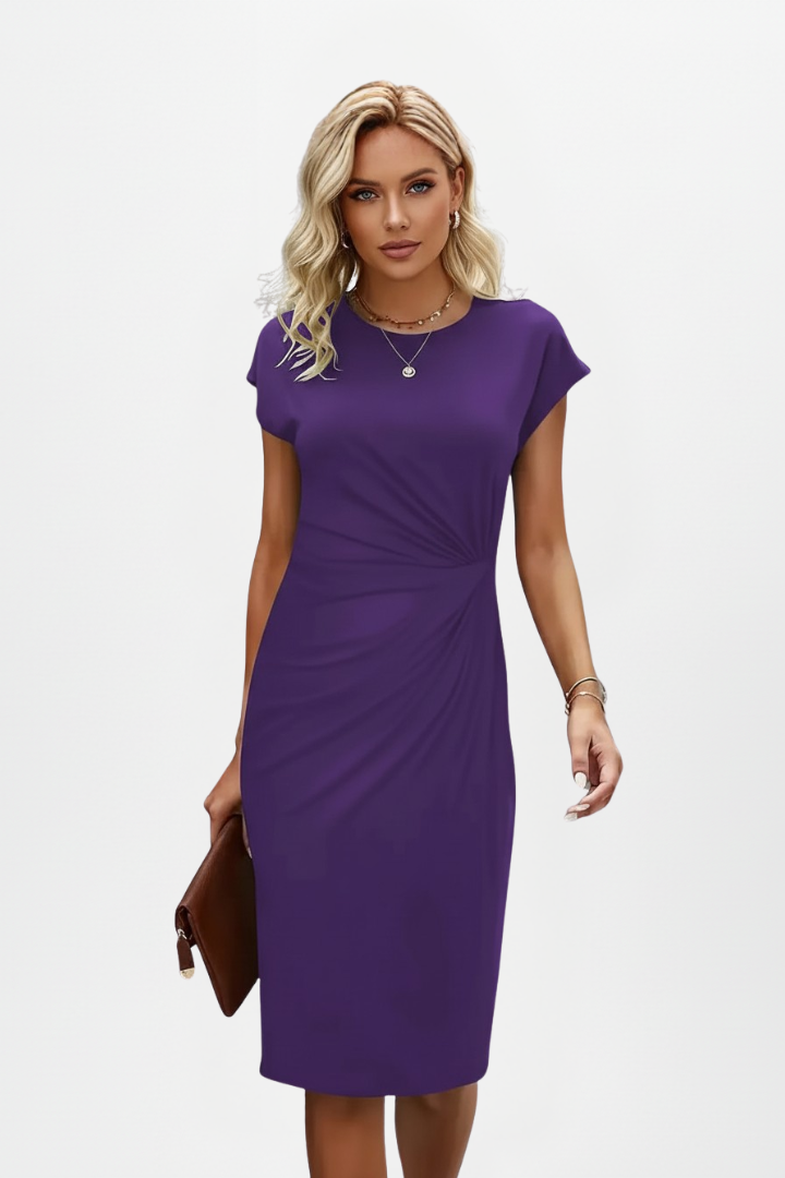 Minerva | Women's Ruched Waist Knee Length Dress