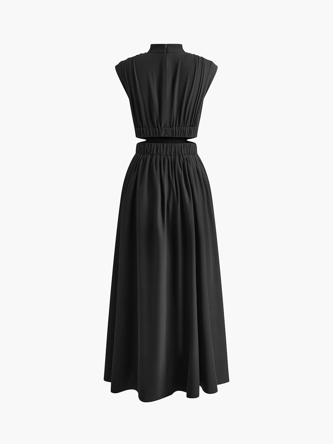Hana | Women's Mock Neck Cut Out Sleeveless Pleated Maxi Dress