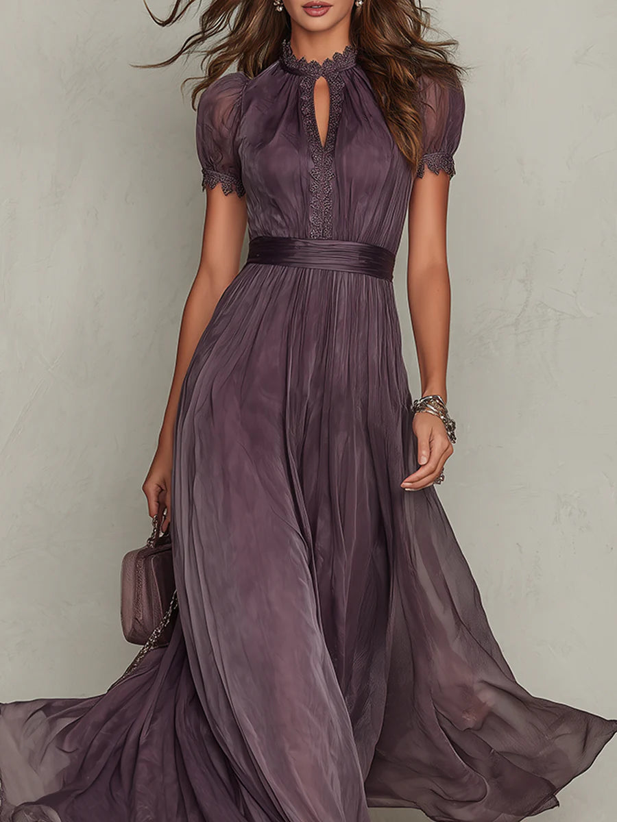 Octaviana | Women's Short Sleeve Keyhole Maxi Dress