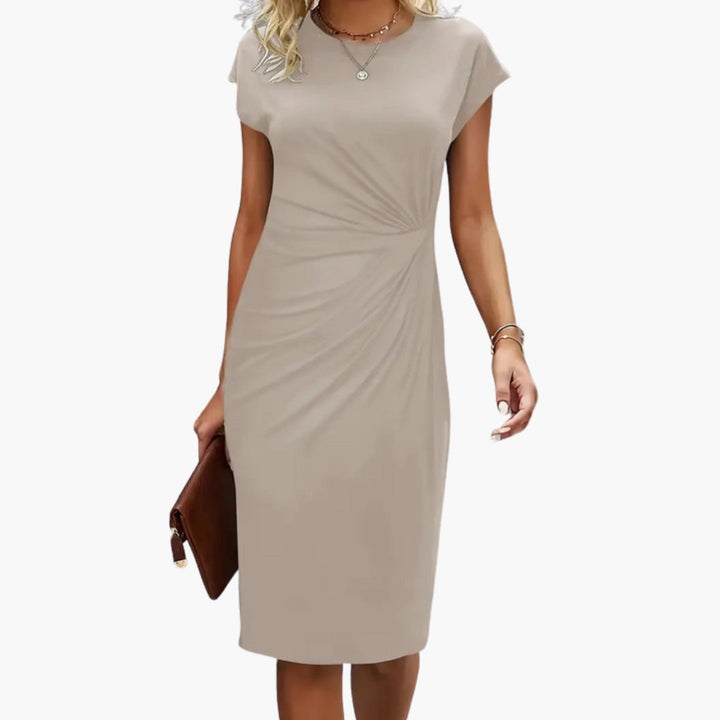 Rhea | Women's Round Neck Short Sleeve Midi Dress