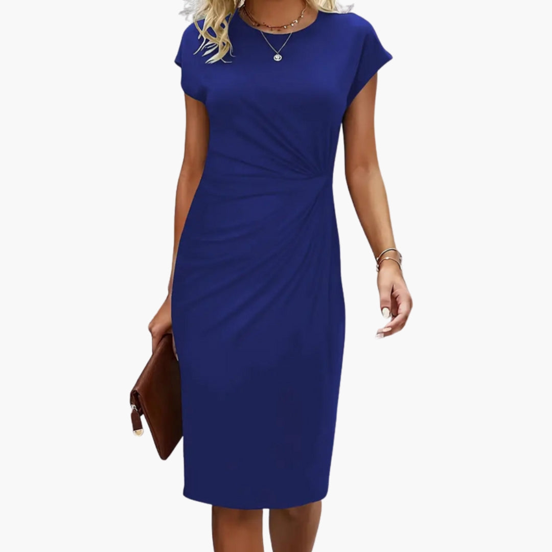 Rhea | Women's Round Neck Short Sleeve Midi Dress