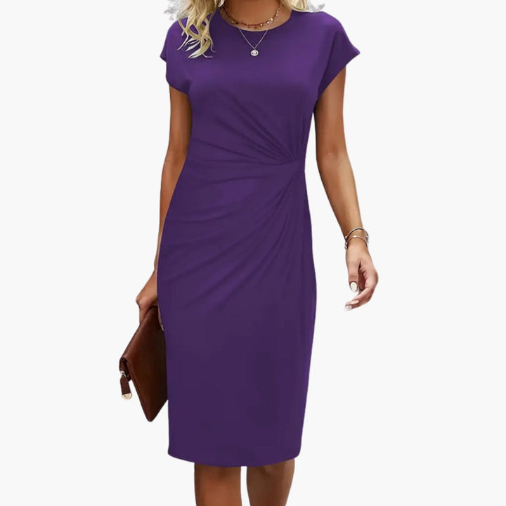 Rhea | Women's Round Neck Short Sleeve Midi Dress