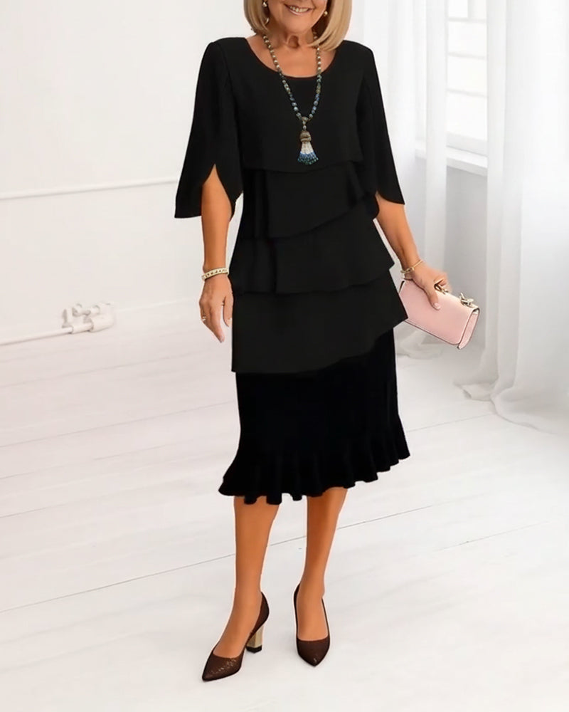 Rhianna | Women's Ruffle Midi Dress