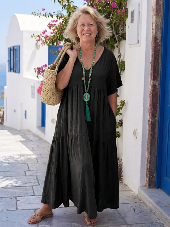 Romy | Women's Tiered Short Sleeve Maxi Dress