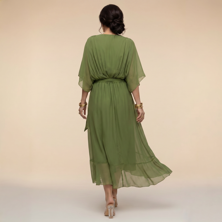 Roxanna | Women's V Neck Wrap Midi Dress