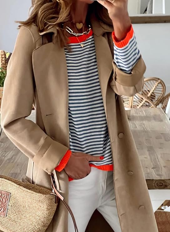Hailey | Women's Oversized Striped Sweatshirt with Contrast Trim