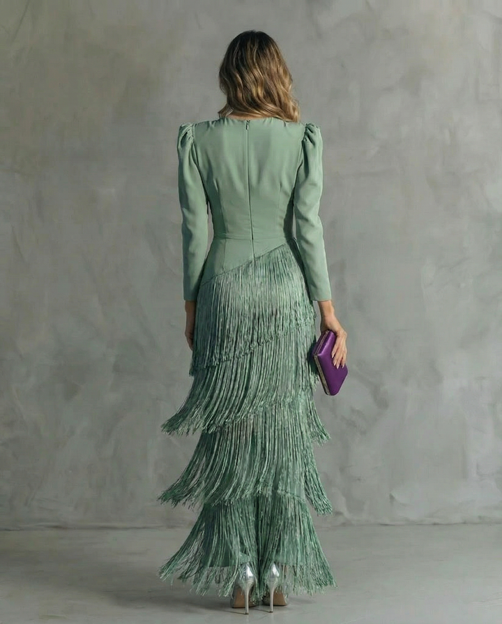 Saoirse | Women's Fringe V-Neck Maxi Dress