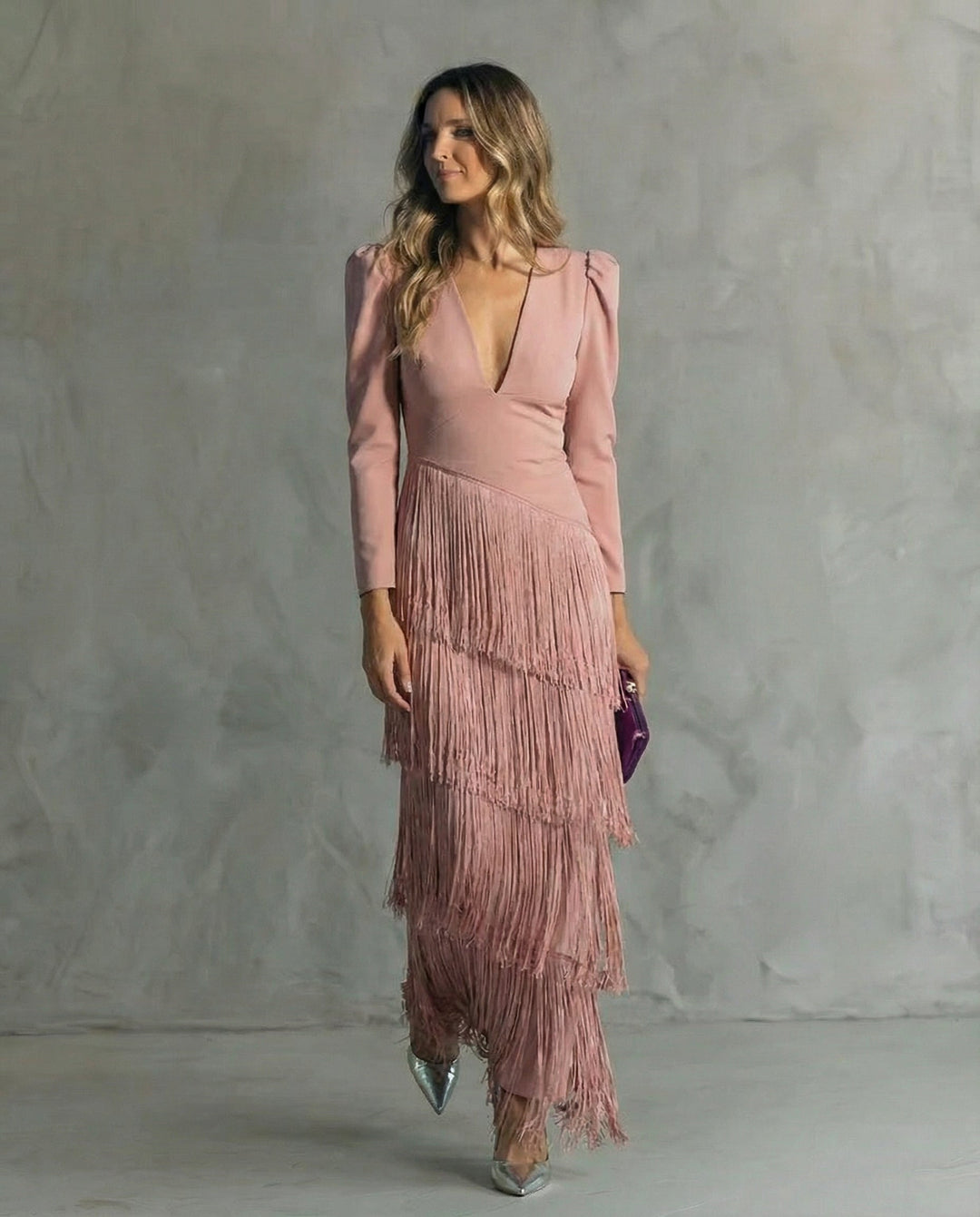 Saoirse | Women's Fringe V-Neck Maxi Dress